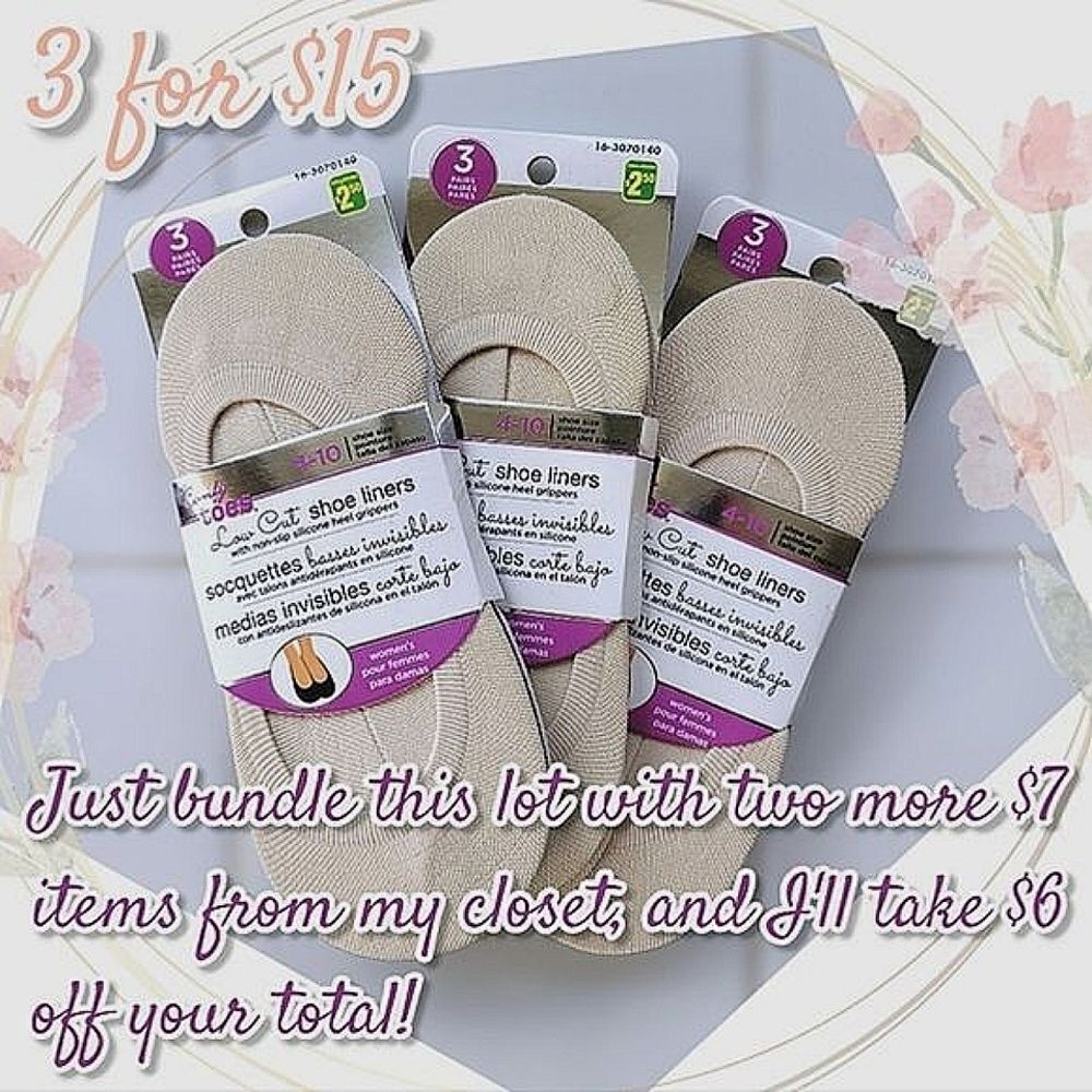 Lot of 3 | NWT Comfy Toes Low Cut Shoe Liners 3-Packs